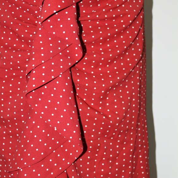 C/MEO Collective | CMEO Collective Strapless Polka Dot Ruffle Midi Dress in Red - Picture 5 of 5